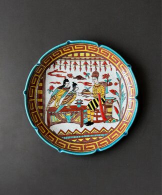 Rare Japanese Satsuma dish with Ancient Egyptian motifs, c. 1920