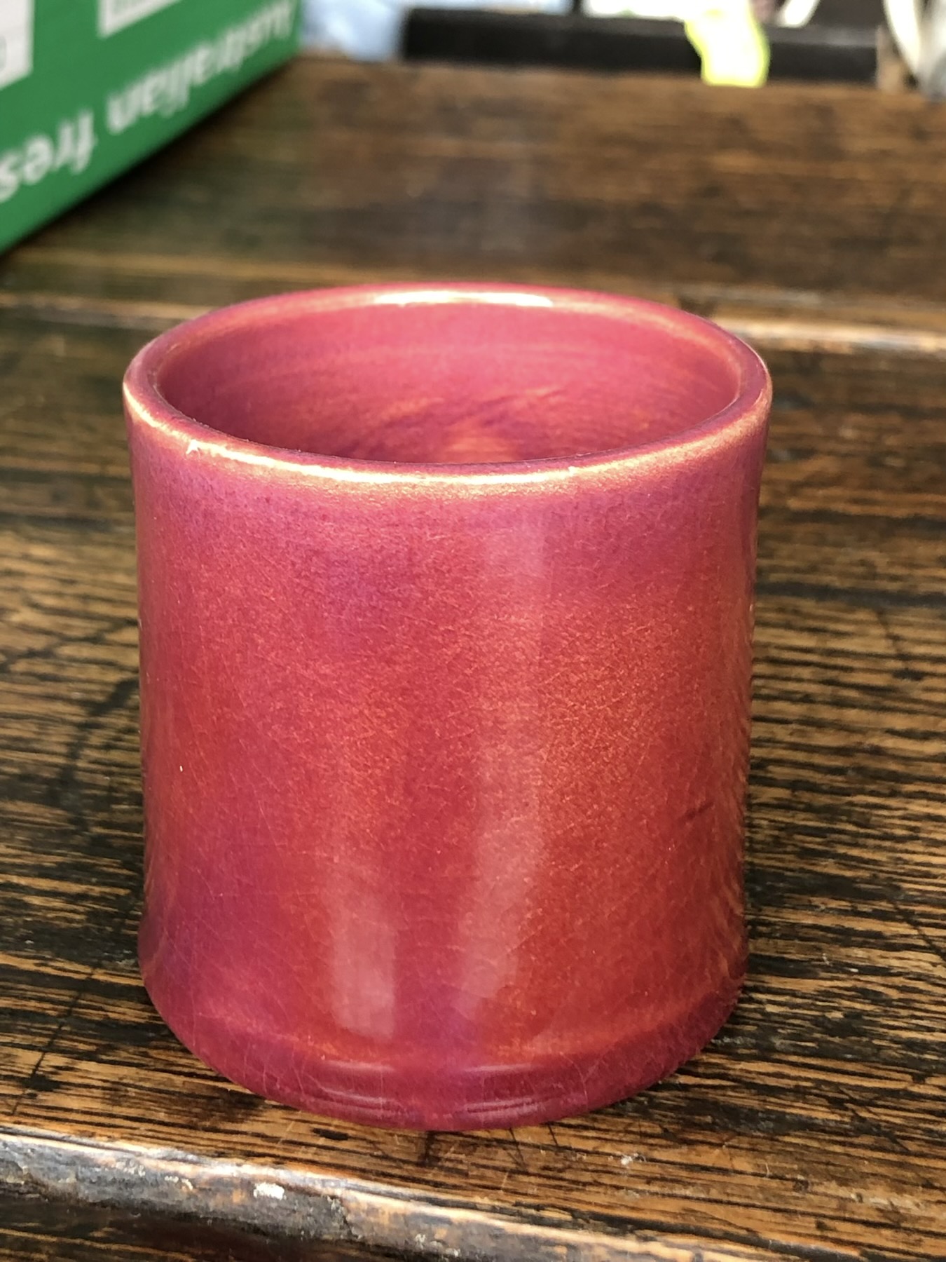 Remued Australian Pottery pot, deep red glaze