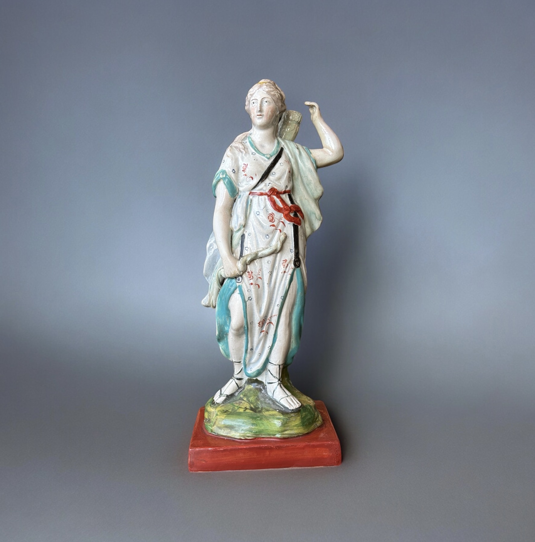 Early large Staffordshire figure of 'Diana' the huntress, c. 1795