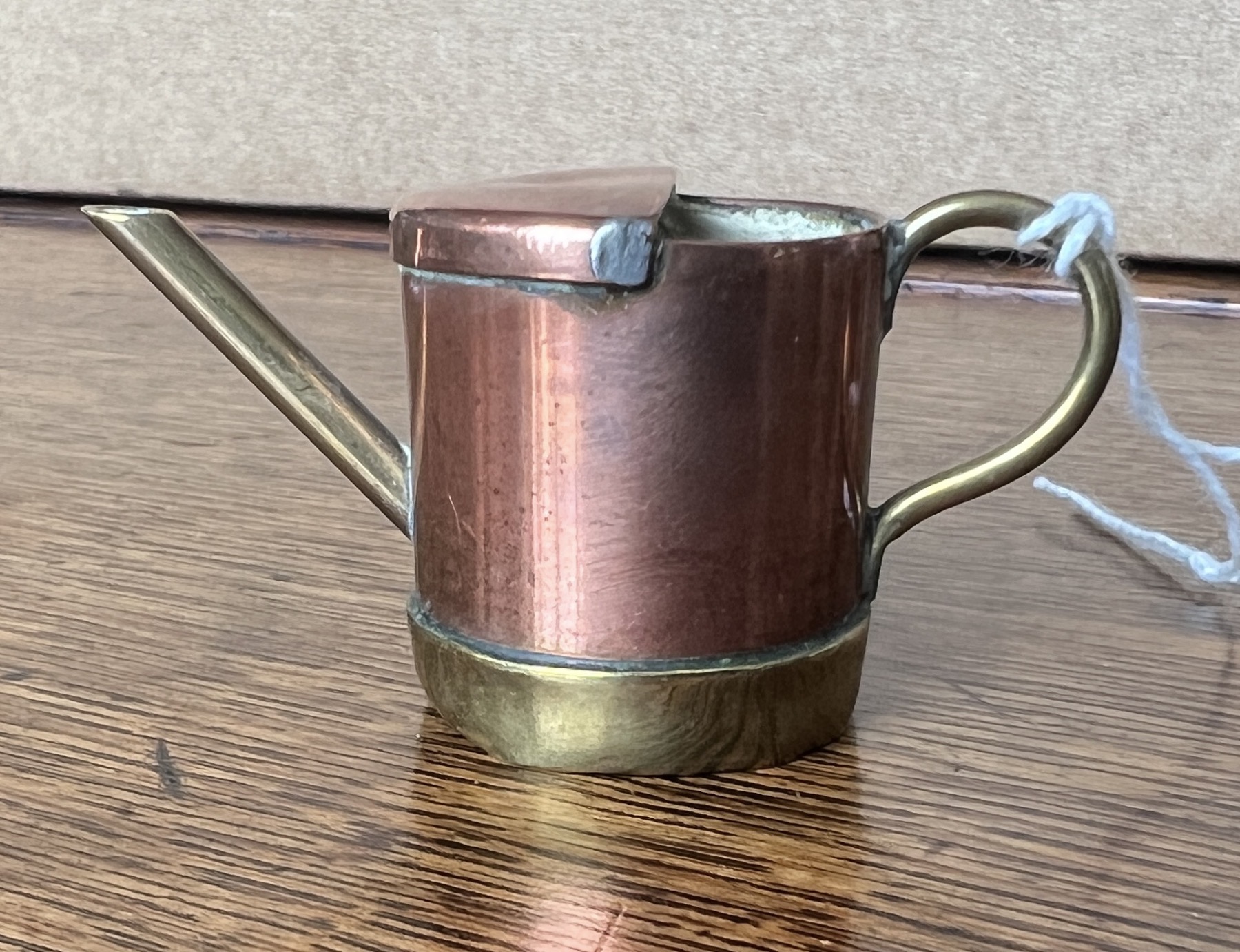 Miniature copper & brass watering can, earlier 20th century