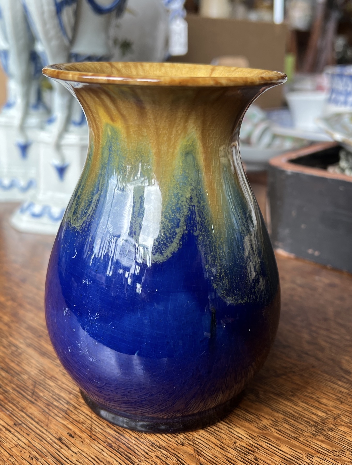 Remued Australian Pottery blue/brown vase, no. 184, c. 1930