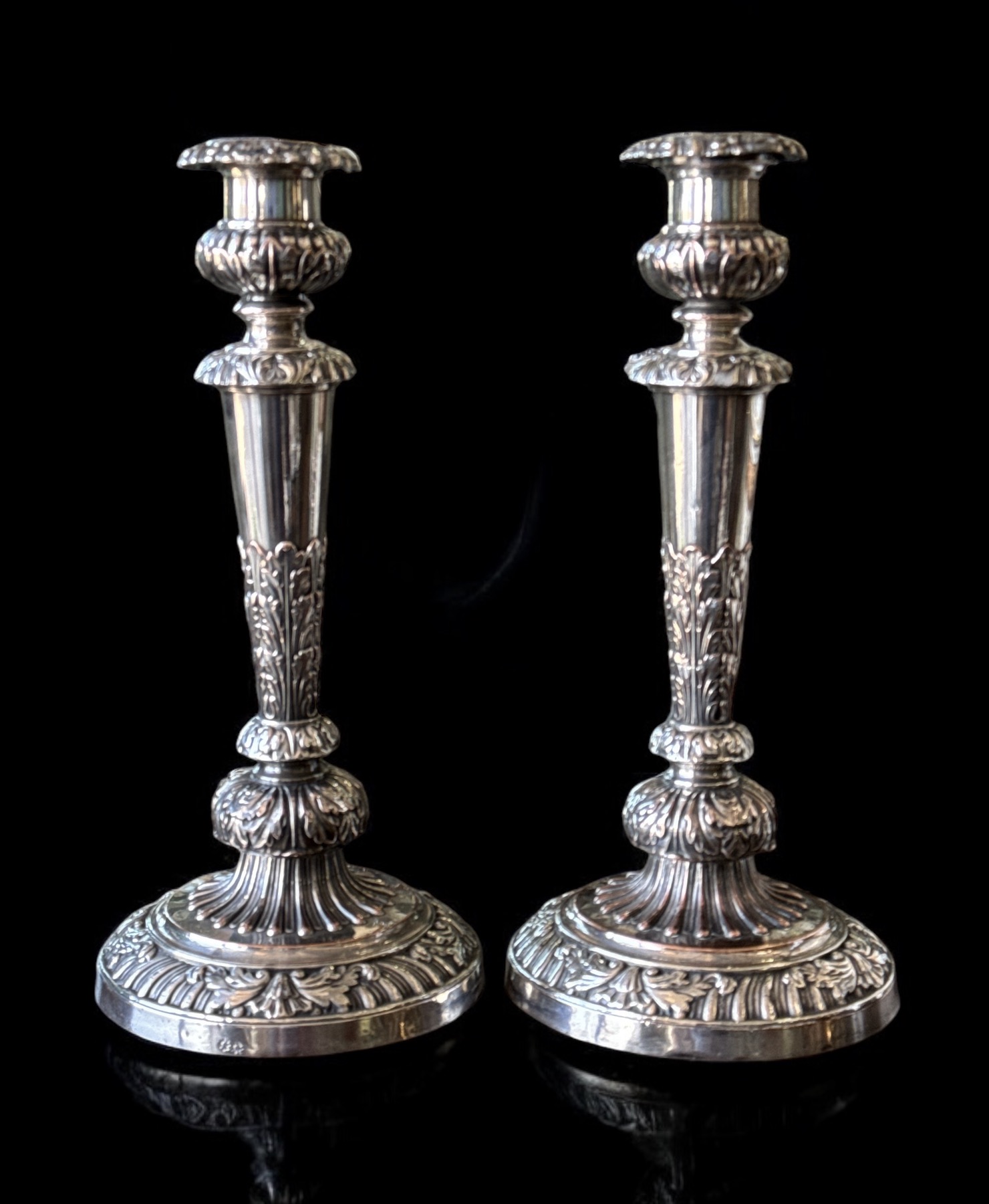 Mathew Boulton Old Sheffield Plate candlesticks, c. 1800