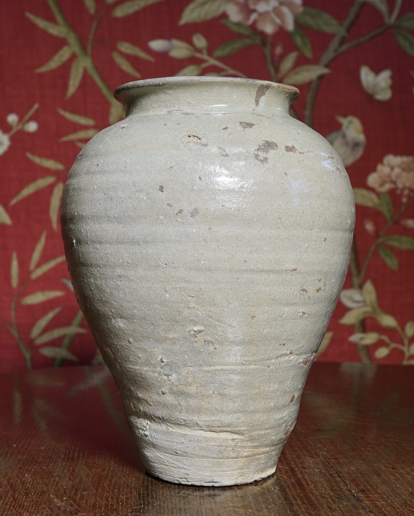 Chinese Ming Dynasty jar, celadon glaze, Phillipines Museum export, 16th-17th century